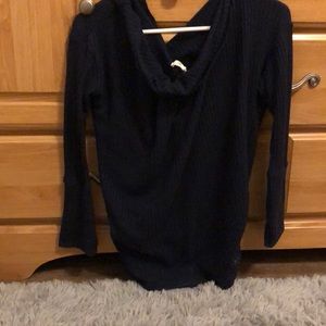 Dark blue, rolled collar sweater!